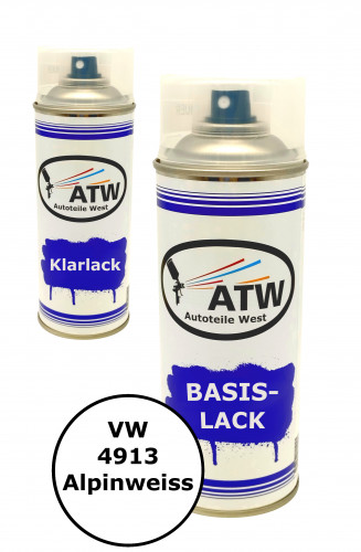 Autolack für VW 4913 Alpinweiss +400ml Klarlack Set